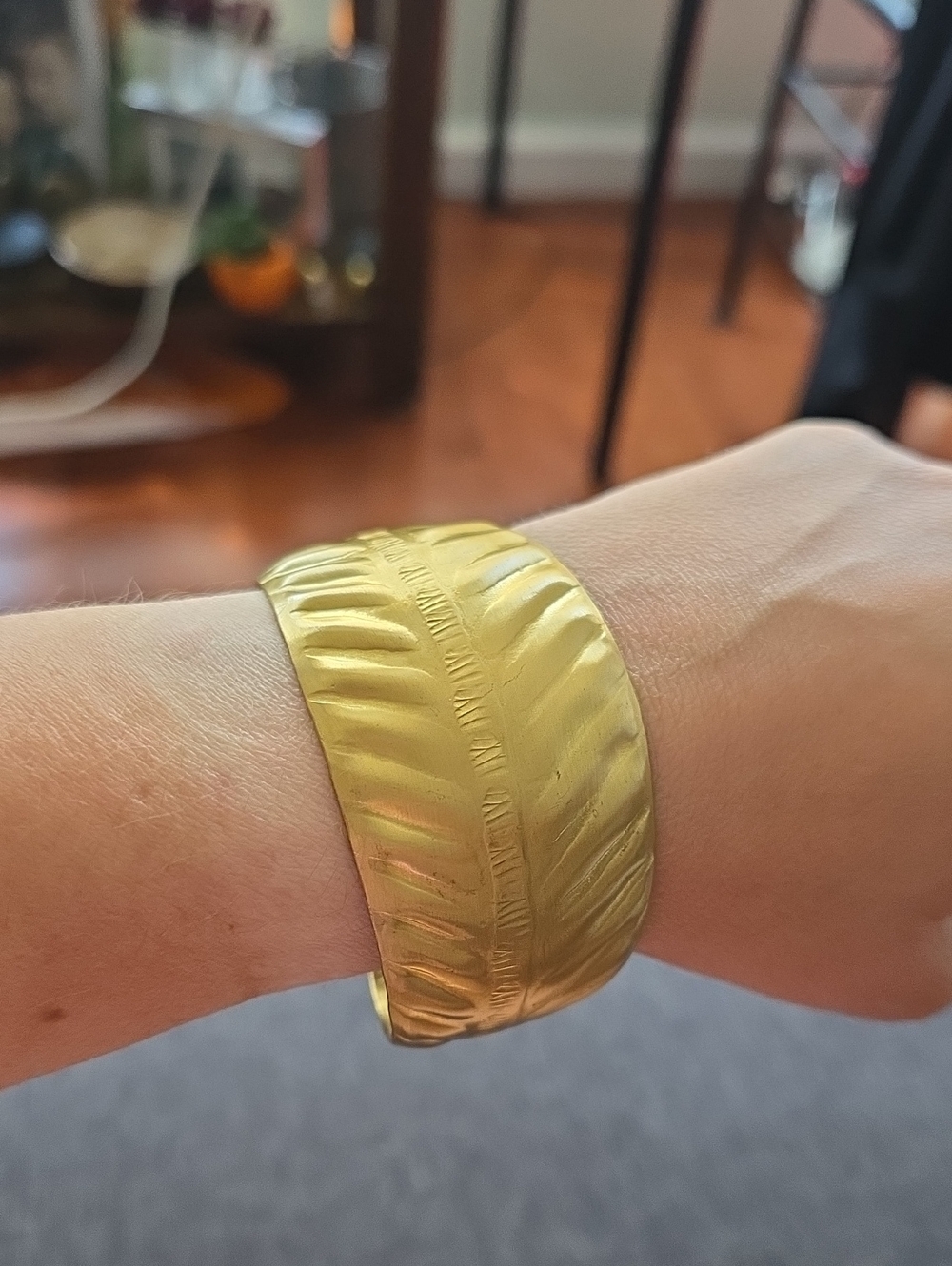 Hand Made Gold-Tone Textured Cuff Bracelet - Women Accessories